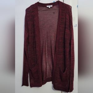 Mudd Open Front Sweater Cardigan stitch Burgundy size Small
